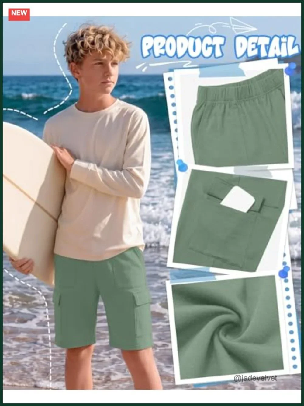 5 Pack Boys Cargo Shorts with Pockets Pull on Elastic Waist